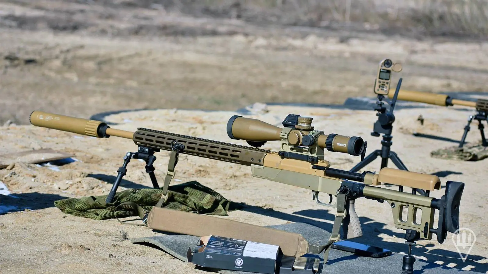 Two HLR 338 precision rifles on display