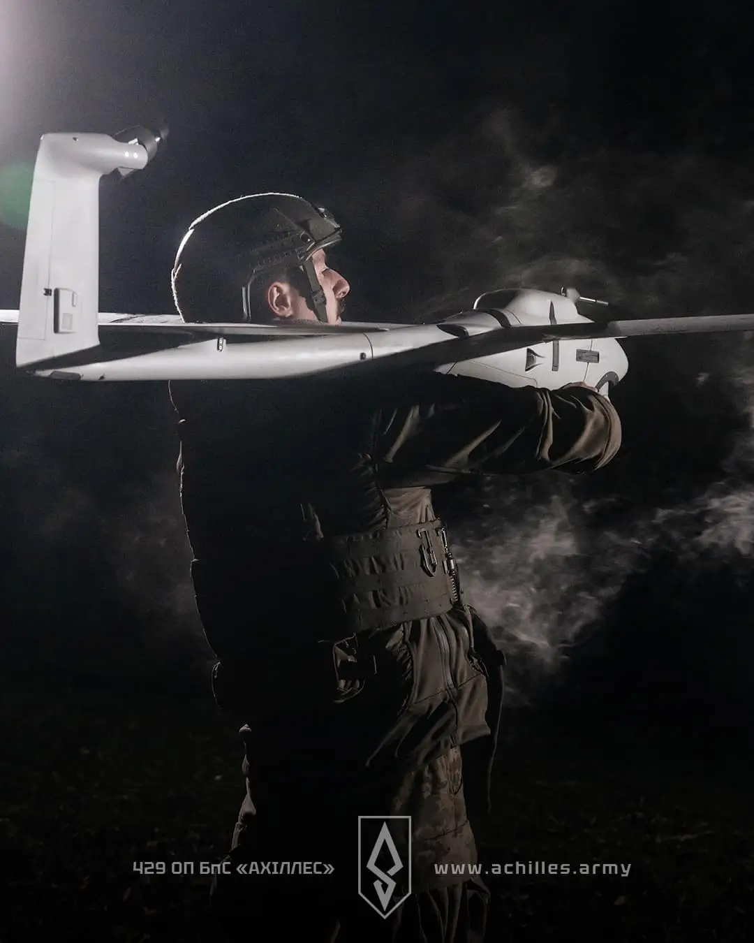 Ukrainian soldier with a Vector UAV