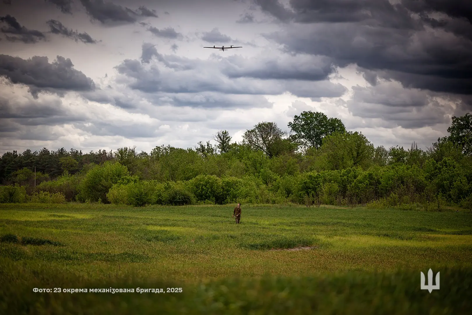 Ukrainian soldier works with a Vector UAV