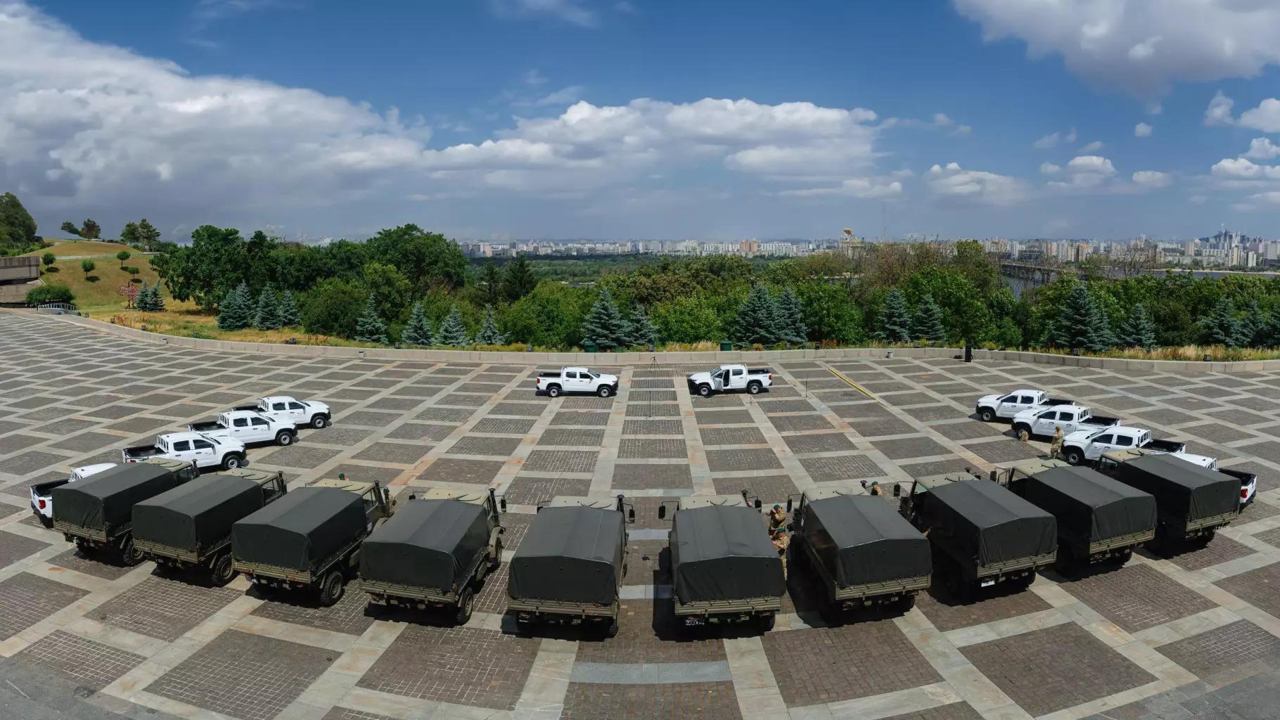 Some of the vehicles at the official handover in Kyiv