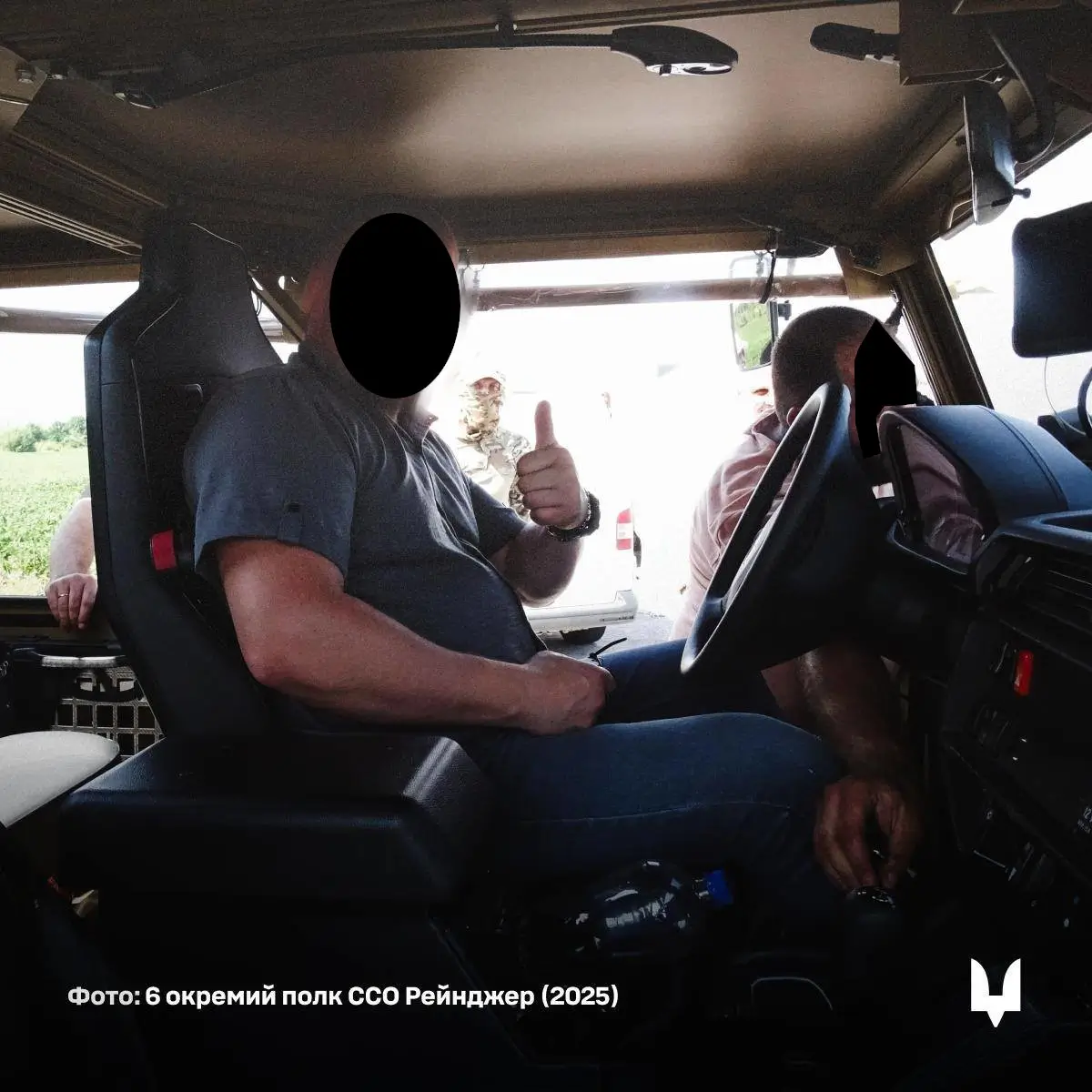 A man sits inside a Caracal air assault vehicle during a presentation