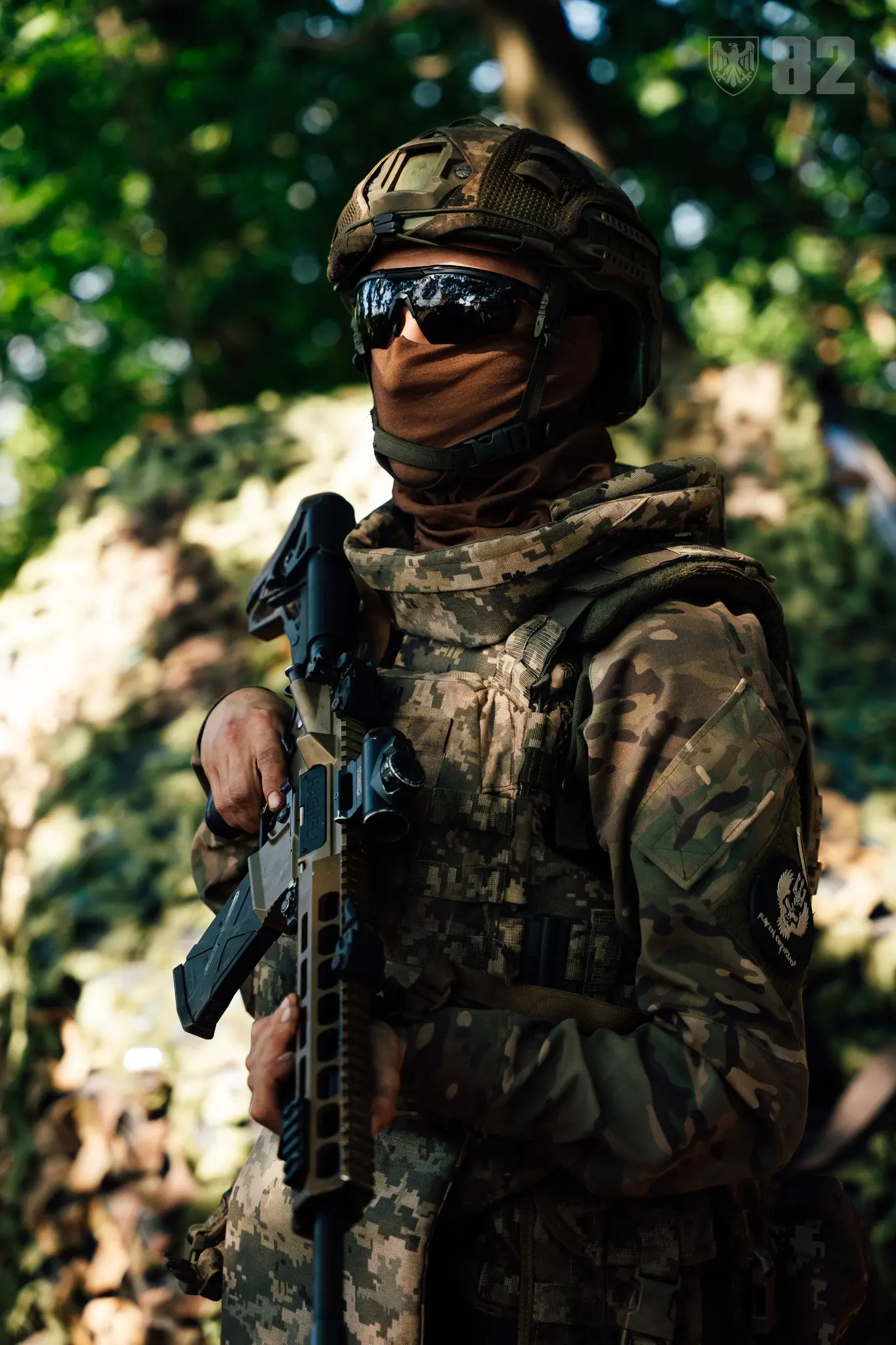 Ukrainian soldier with an MK 556 assault rifle
