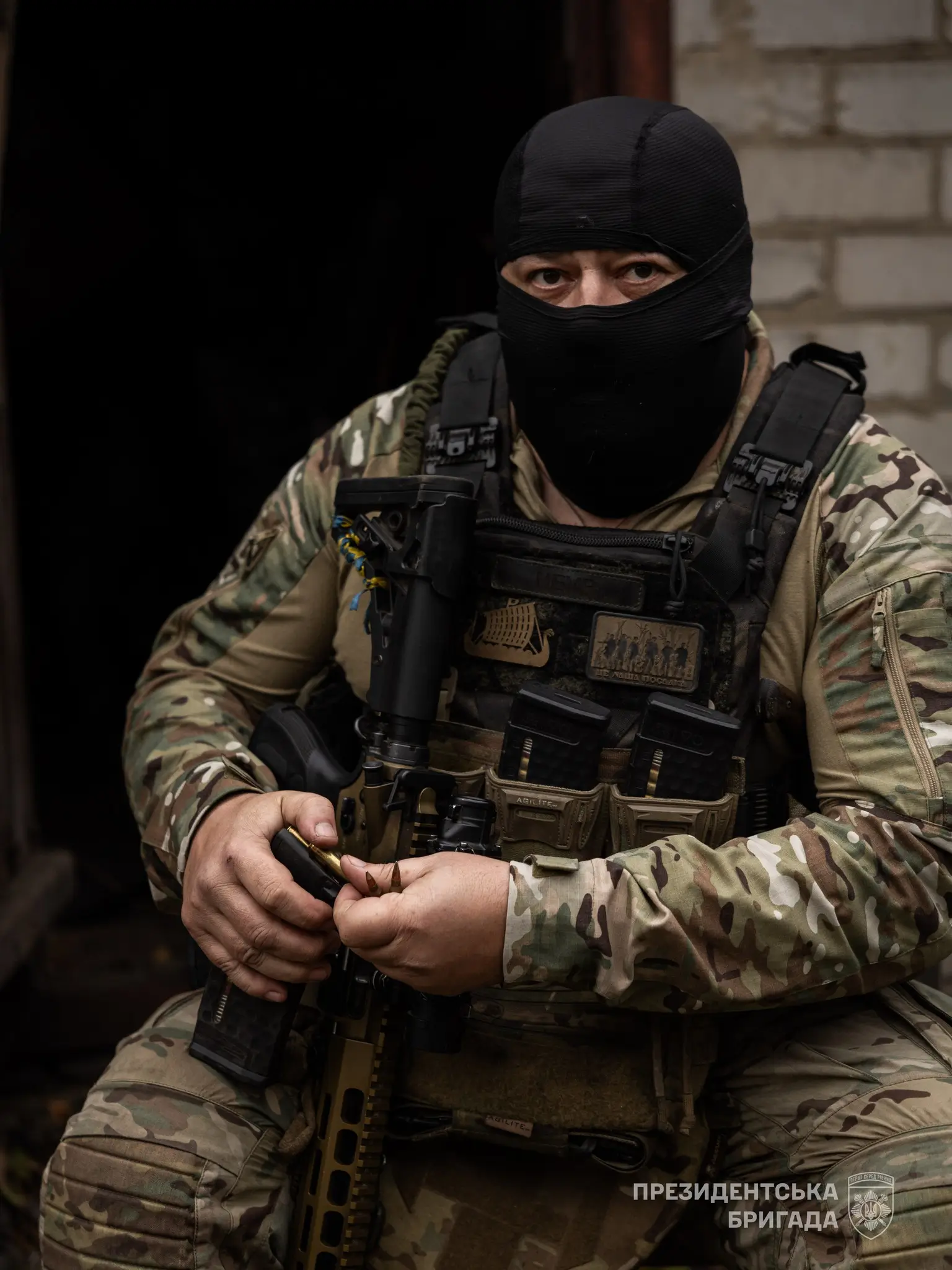 Ukrainian soldier together with an MK 556 assault rifle
