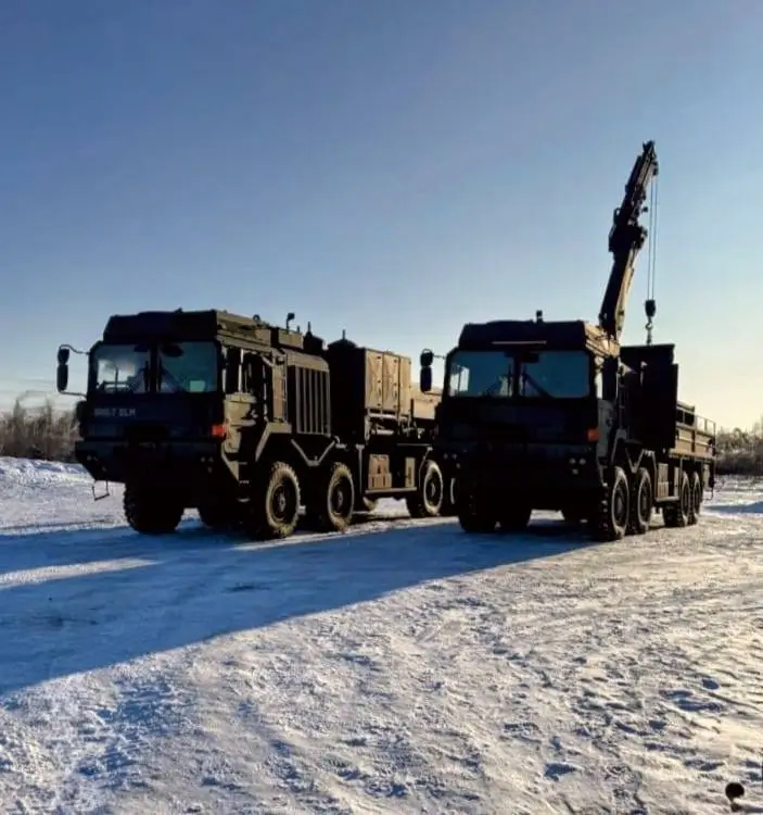 Logistics vehicle belonging to an IRIS-T SLM fire unit works on an IRIS-T SLM launcher
