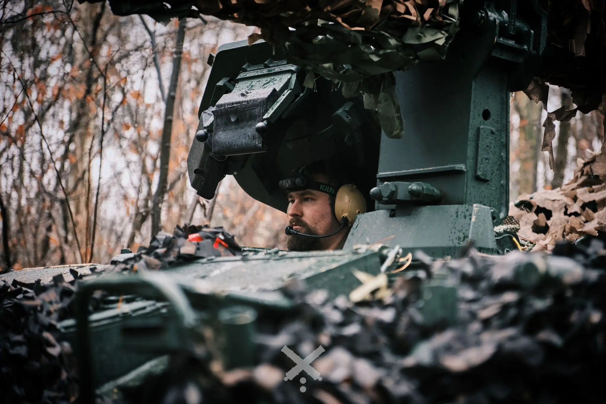 Soldier sits inside a PzH 2000